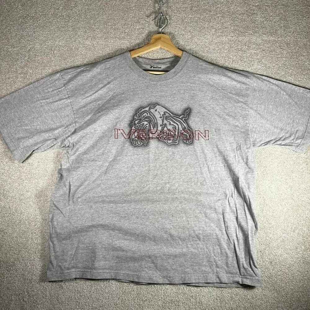 Y2K Allen Iverson bulldog graphic grey tee shirt tshirt